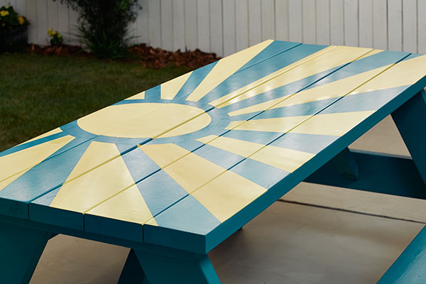 Painted picnic bench