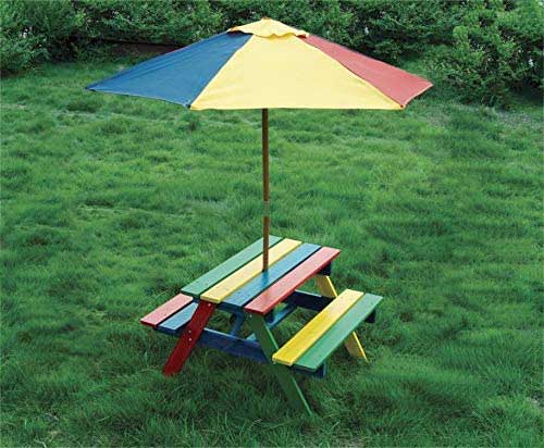 rainbow wooden bench for kids