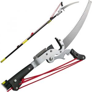 Happybuy Tree Pruner 5.4~17.7ft, Extendable Pole Saw with 3-Sided Blade SK5 Cutting Blade